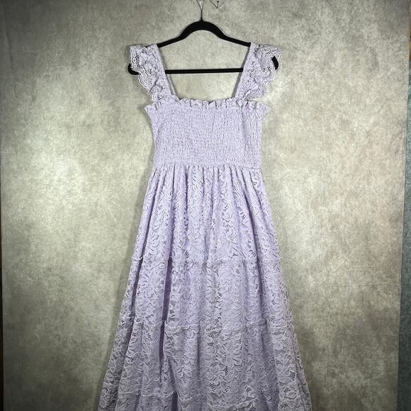 Altar'd State Trystyn Dress Women Small Purple Lace Fit & Flare Midi Tiered Boho - Picture 4 of 10